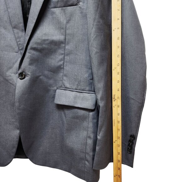 Mens Grey Single-Breasted Blazer Jacket Mylldey Size L Button Cuffs Pockets - Picture 8 of 8
